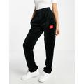 HUGO velvet logo co-ord wide leg casual trouser in black