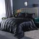 Slowmoose Luxury Satin Silk Bedding Set - Queen, King Size Bed Set Black 1.8m 4pcs flat sheet