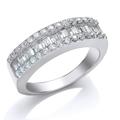 Jewelco London Ladies Sterling Silver Cubic Zirconia 3 Row Channel Eternity Ring White M