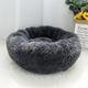 Slowmoose Dog Bed Warm Fleece Round Kennel House Long Plush Winter Pets Dog Beds Diameter 40cm / Dark Gray