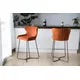 Ps Global Barstool Plush Velvet Upholstered Seat Kitchen Island Barstool Easy-Clean Fabric Brass Legs (Orange)