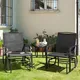 Costway 3Pcs Rocking Chair & Table Set Garden Bistro Set Glider Rocker W/ Umbrella Hole