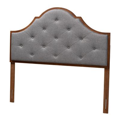 Camila Classic And Traditional Grey Fabric And Walnut Brown Finished Wood King Size Headboard by Baxton Studio in Grey Walnut Brown (Size QUEEN)