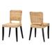 Dermot Modern Bohemian Dark Brown Finished Wood And Natural Rattan 2-Piece Dining Chair Set by Baxton Studio in Dark Brown