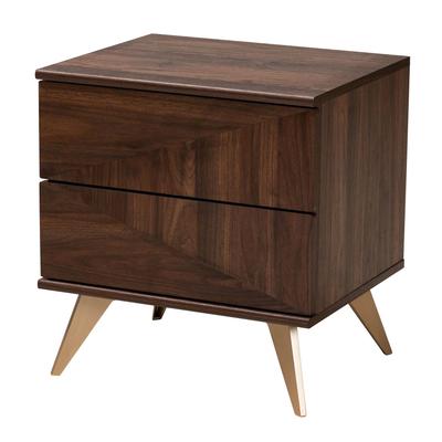 Graceland Mid-Century Modern Transitional Walnut Brown Finished Wood 2-Drawer Nightstand by Baxton Studio in Walnut Brown