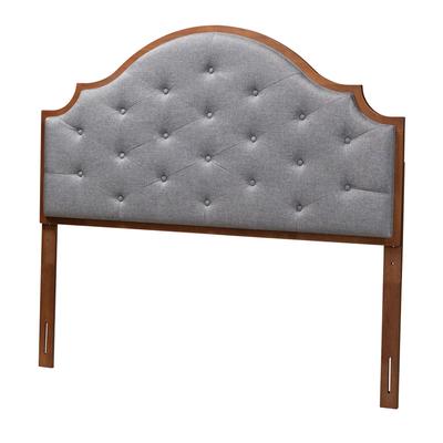 Premala Classic And Traditional Grey Fabric And Walnut Brown Finished Wood King Size Headboard by Baxton Studio in Grey Walnut Brown (Size KING)