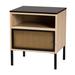 Felton Mid-Century Modern Two-Tone Black And Gold Metal And Light Brown Finished Wood 1-Door End Tab by Baxton Studio in Black Gold