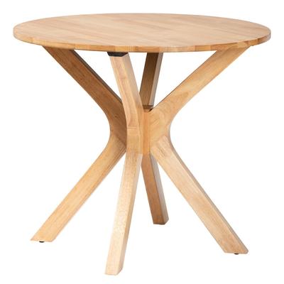 Kenji Modern Natural Brown Finished Wood 34-Inch-Wide Round Wood Dining Table by Baxton Studio in Natural Brown