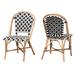 Ambre Modern French Black And White Weaving Natural Rattan 2-Piece Bistro Chair Set by Baxton Studio in Black White