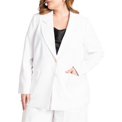 Plus Size Women's Preppy Suiting Blazer by ELOQUII in White (Size 14)