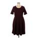 Lane Bryant Casual Dress - A-Line: Burgundy Solid Dresses - Women's Size 14 Plus