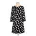 Banana Republic Casual Dress - Mini Crew Neck 3/4 sleeves: Black Polka Dots Dresses - Women's Size 2