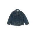 Denim Jacket: Blue Solid Jackets & Outerwear - Kids Girl's Size 120