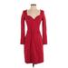 Banana Republic Cocktail Dress - Party Plunge 3/4 sleeves: Red Print Dresses - Women's Size 2