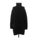 Zara Casual Dress - Sweater Dress High Neck Long sleeves: Black Solid Dresses - Women's Size Small