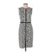 Ann Taylor Factory Casual Dress - Sheath High Neck Sleeveless: Gray Print Dresses - Women's Size 4