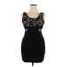 Crystal Sky Cocktail Dress - Bodycon Scoop Neck Sleeveless: Black Print Dresses - New - Women's Size X-Large