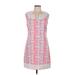 Vineyard Vines Casual Dress - Shift V Neck Sleeveless: Pink Plaid Dresses - Women's Size 8
