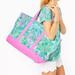 Lilly Pulitzer Bags | Lilly Pulitzer Loves South Carolina Mercato Tote Cotton Canvas Xl Travel Bag | Color: Blue/Pink | Size: 23 1/2" X 14 3/4" X 7"