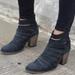 Free People Shoes | Free People Hybrid Charcoal Gray Nubuck Leather Strappy Chunky Heeled Booties 37 | Color: Black | Size: 37eu