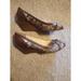 Coach Shoes | Coach Stella Signature Jacquard Brown Canvas Leather Peep Toe Wedge Shoe 8.5 | Color: Brown | Size: 8.5