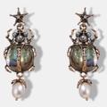 Anthropologie Jewelry | Francine Antique Gold Insects Earrings | Color: Gold/White | Size: Os