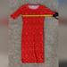 Lularoe Dresses | Lularoe Extra Extra Small Red Flower Dress Xxs | Color: Orange/Red | Size: Xxs