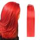 100% Human Hair Extensions,Micro Ring Loop Bead Tipped Hair,Straight Micro Ring Human Hair Extensions, 50 Strands,Red,18inch