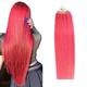 100% Human Hair Extensions,Micro Ring Loop Bead Tipped Hair,Straight Micro Ring Human Hair Extensions, 50 Strands,Pink,22inch