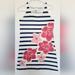 Disney Dresses | Disney Park Women's 100% Cotton Summer Mini Dress Floral/Stripes Blue/Pink Xs | Color: Blue/Pink | Size: Xs