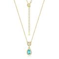 GAVIK Japanese Simple Drop Shape Necklace S925 Sterling Silver Inlaid Topaz Pendant Clavicle Chain