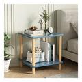 End Table Square Side Table Sofa Table Wood Coffee Table With Storage Shelf For Living Room, Bed Room Easy Assembly (Color : Blue)