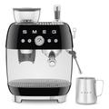 Smeg EGF03BLUK Espresso Coffee Machine with Grinder, 20 Bar Pump, 2.4L, 1650W, Black