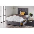 Home Furnishings UK Charcoal Plush Divan Bed Set with 1000 Pocket Sprung Mattress and Matching Diamante Headboard (2 Drawers) (4FT6 Double)