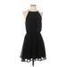 Lovely Day Casual Dress - Mini Halter Sleeveless: Black Solid Dresses - Women's Size Small