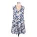 Gap Casual Dress - Mini V Neck Sleeveless: Blue Print Dresses - Women's Size Medium