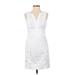 BCBG Paris Casual Dress - Sheath: White Grid Dresses - Women's Size X-Small