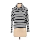 BB Dakota by Steve Madden Turtleneck Sweater: Gray Stripes Tops - Women's Size X-Small