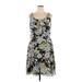 Danny & Nicole Casual Dress - A-Line Scoop Neck Sleeveless: Gray Floral Dresses - Women's Size 14