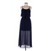 Xhilaration Casual Dress - Midi Scoop Neck Sleeveless: Blue Print Dresses - Women's Size Medium