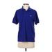 Lacoste Short Sleeve Polo Shirt: Blue Print Tops - Women's Size Small