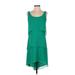 Ann Taylor Casual Dress - High/Low: Green Solid Dresses - Women's Size 2