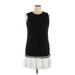 Calvin Klein Casual Dress - Mini Crew Neck Sleeveless: Black Color Block Dresses - Women's Size 14