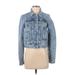 Free People Denim Jacket: Short Blue Print Jackets & Outerwear - Women's Size X-Small