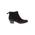 Via Spiga Ankle Boots: Chelsea Boots Chunky Heel Casual Burgundy Solid Shoes - Women's Size 6 - Almond Toe