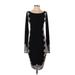 RACHEL Rachel Roy Casual Dress - Sheath Boatneck Long sleeves: Black Solid Dresses - Women's Size Small