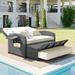 Patio PE Wicker Rattan Adjustable Double Chaise Lounge 2-Person Water Resistant Reclining Daybed Sofa Set w/Footrest