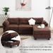 92*63"Velvet Sectional Sofa,Charging Ports on Each Side,L-shaped Couch with Storage Ottoman,4 seat Interior Furniture(3 pillows)