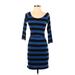 Coincidence & Chance Casual Dress: Blue Stripes Dresses - Women's Size Small