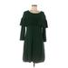 Ann Taylor Casual Dress - Mini Scoop Neck 3/4 sleeves: Green Print Dresses - Women's Size Medium